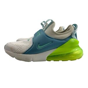 Nike Air Max 270 White Blue Neon Green Boys Youth Kids Size 6.5Y CI1108-014 Used